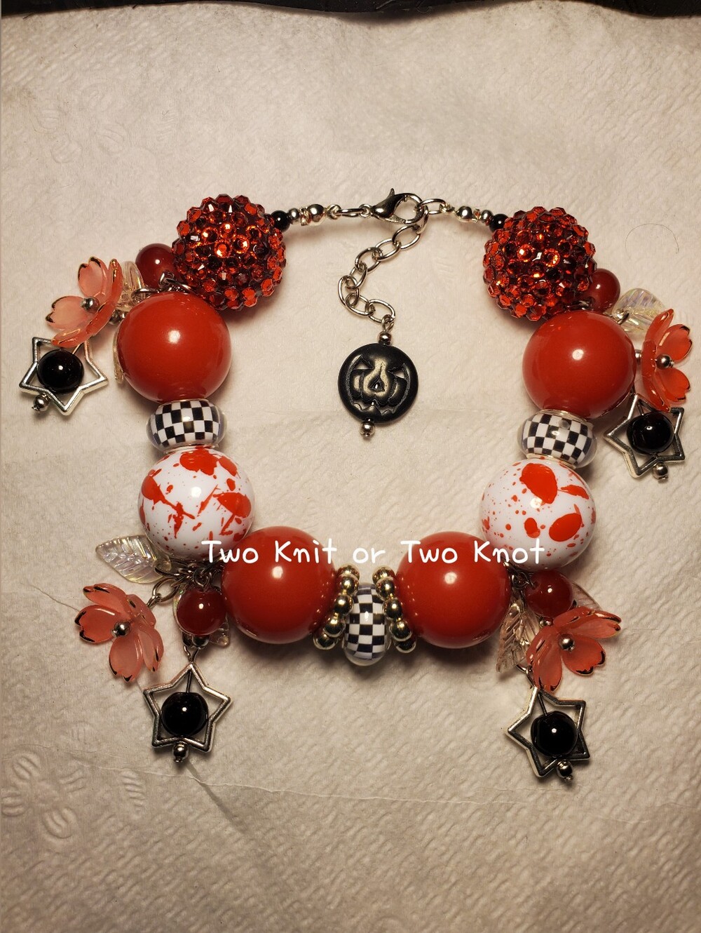 NWT 4-in-1 OOAK Retro Chunky Beaded Bracelet Anklet Pet Collar Bag Charm Y2K